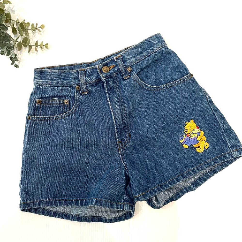 Winnie The Pooh Vintage High Rise Jean Shorts 23 Embroidered Disney Denim